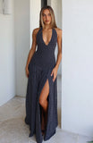 Sweet Temptation Halter Maxi Dress Black White Polka Dot