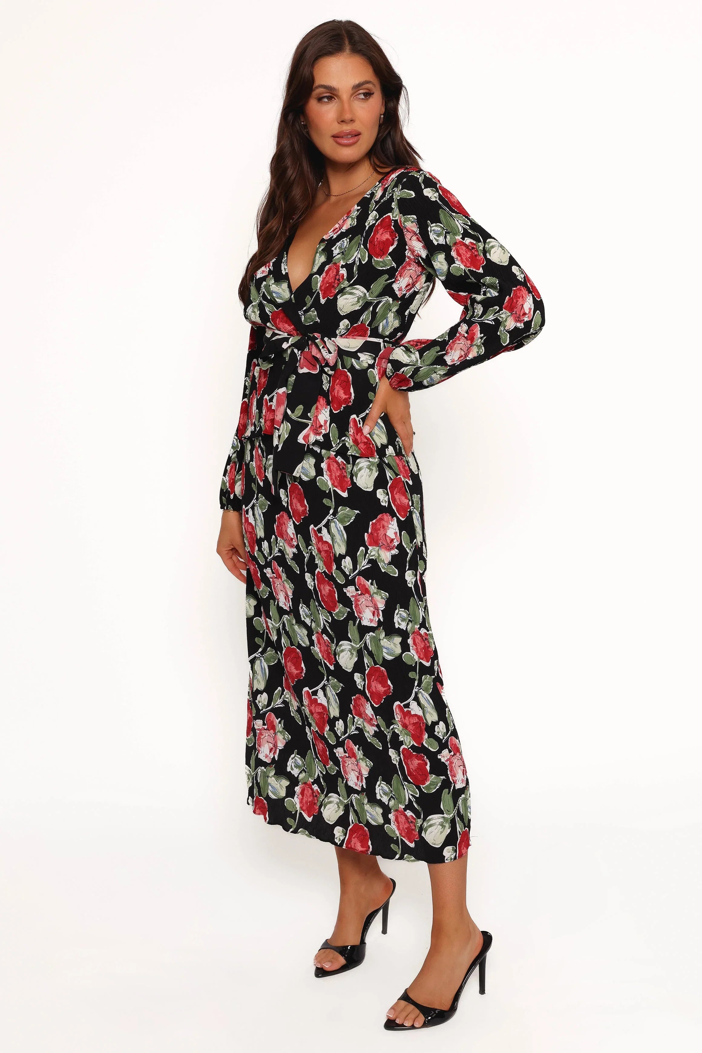 Minelli Pleat Midi Skirt Black Rose
