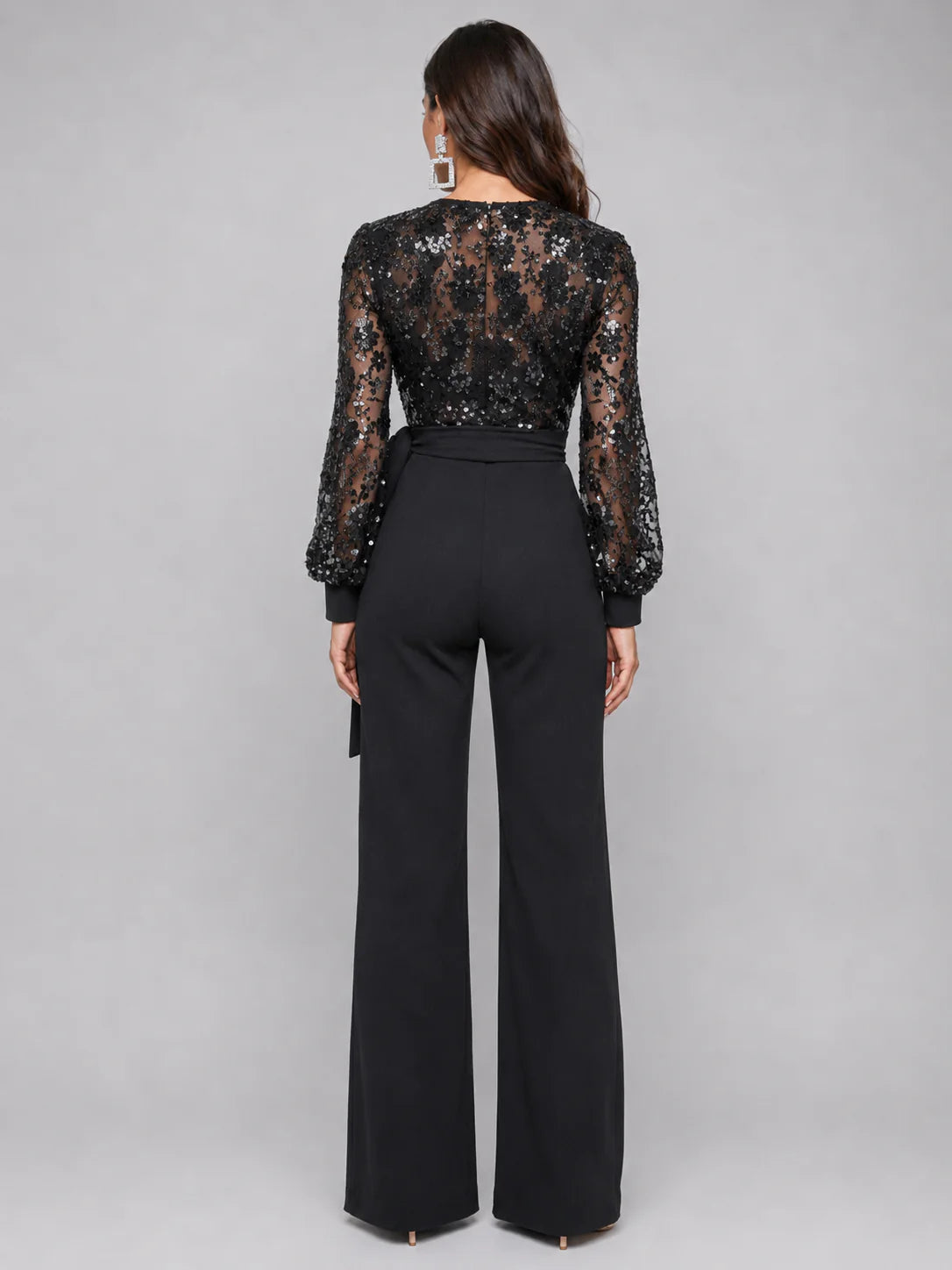 Eve Sequin Jumpsuit Black