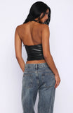 Sparks In Soho PU Halter Top Black