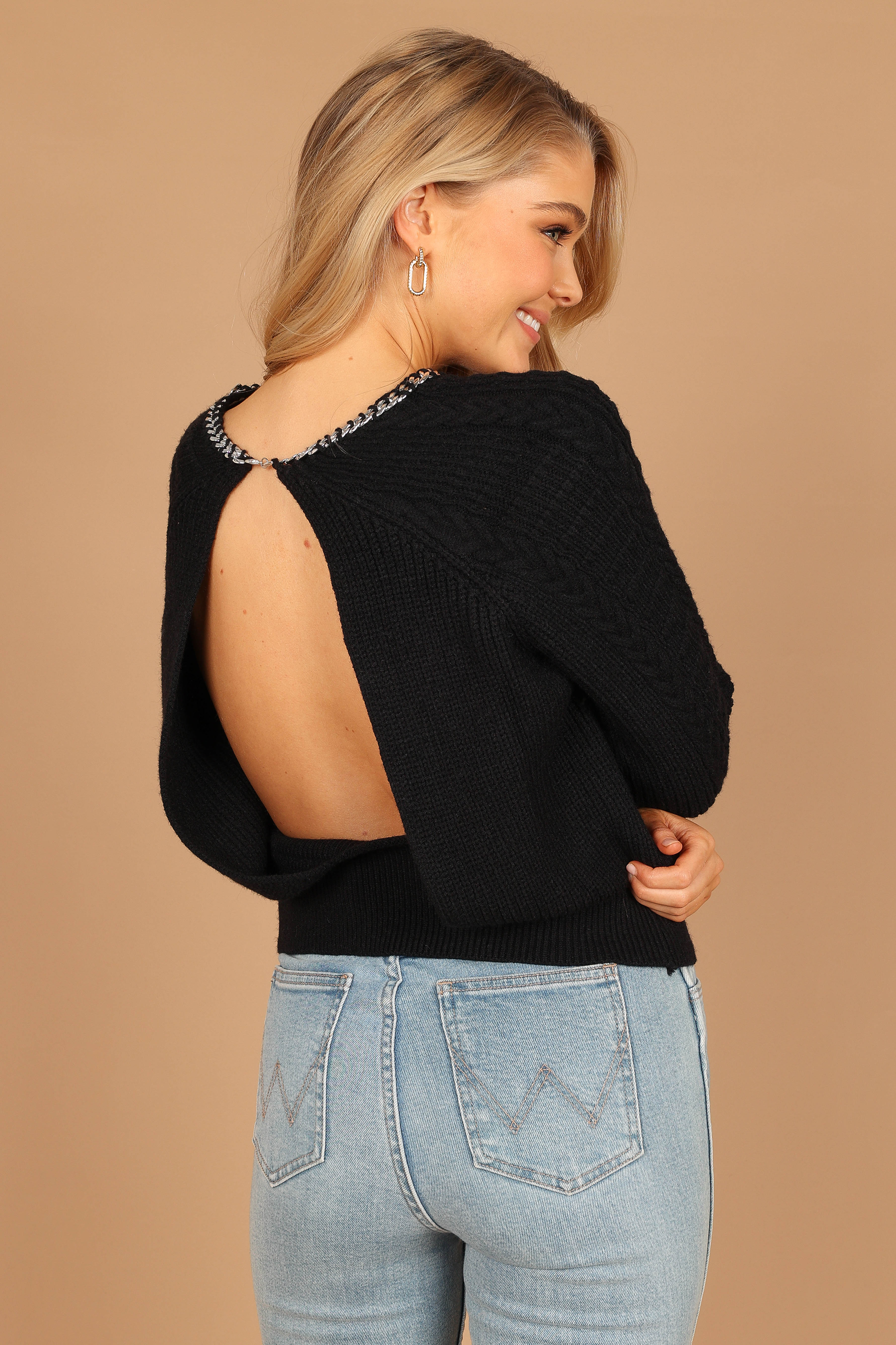 Liv Chain Detail Knit Sweater Black
