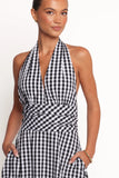 Solene Maxi Halterneck Dress Black White