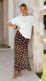 Onella Semi Sheer Maxi Skirt Chocolate White Polka Dot