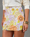 Dazzle Darling Floral Sequin Mini Skirt