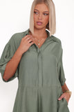 Kiya Drop Waist Romper Palm Green
