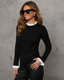 France Contrast Ruffle Sweater Top