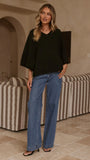 Paisley V Neck Knit Black