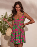 Sun Gardenia Cotton Floral Print Mini Dress