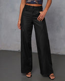 Rio Super Stretch Wide Leg Coated Denim Jeans