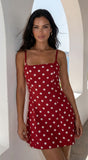 Rosabella Polka Dot Linen Blend Mini Dress Red