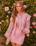 Romanza Floral Neck Tie Blouse
