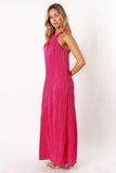 Melody Plisse Halter Maxi Dress Pink