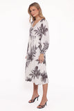 Grainne Long Sleeve Midi Dress Black White Floral