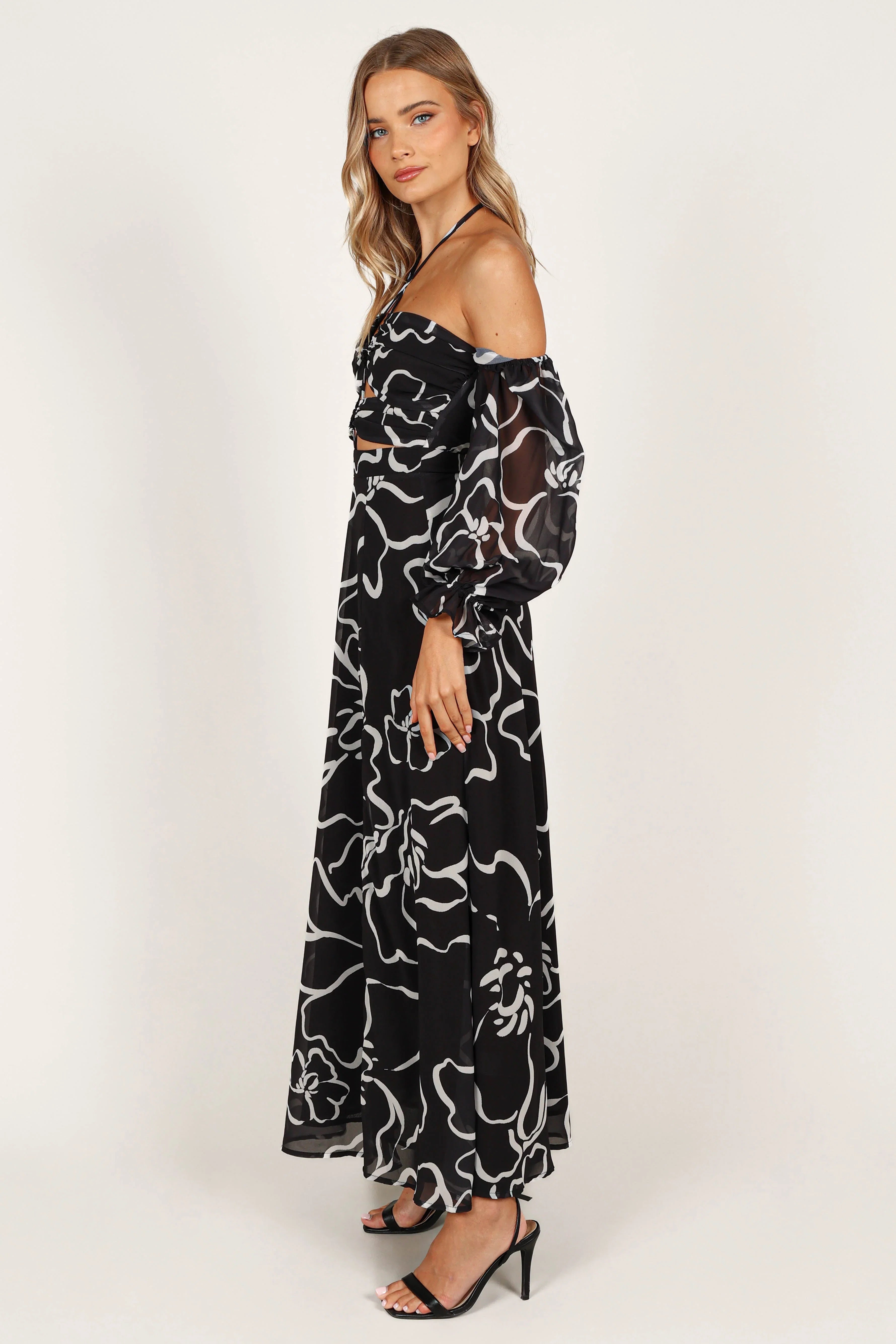 Karma Maxi Dress White Black Floral