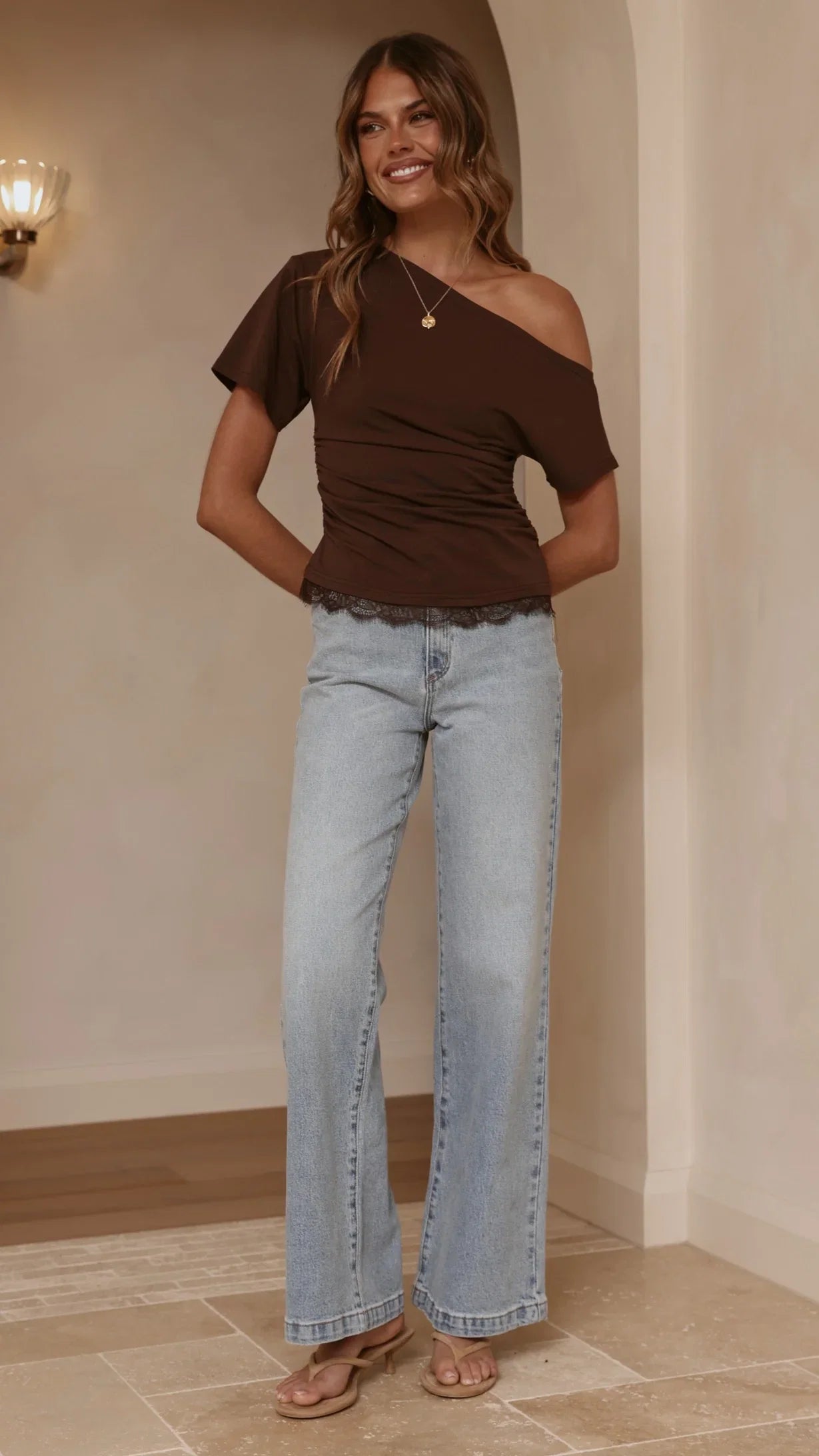 Tallie Lace Top Chocolate