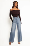 Inora Off Shoulder Knit Top Chocolate