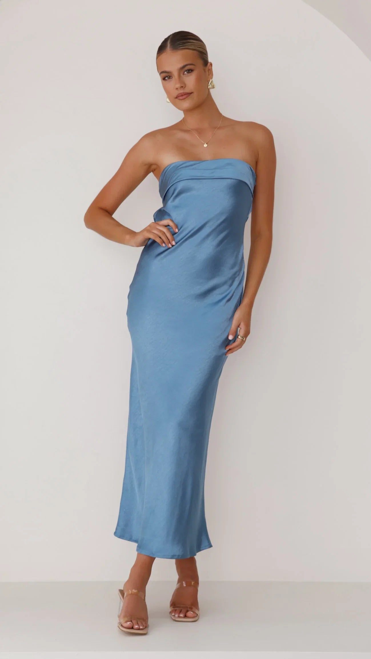 Gisele Maxi Dress Steel Blue