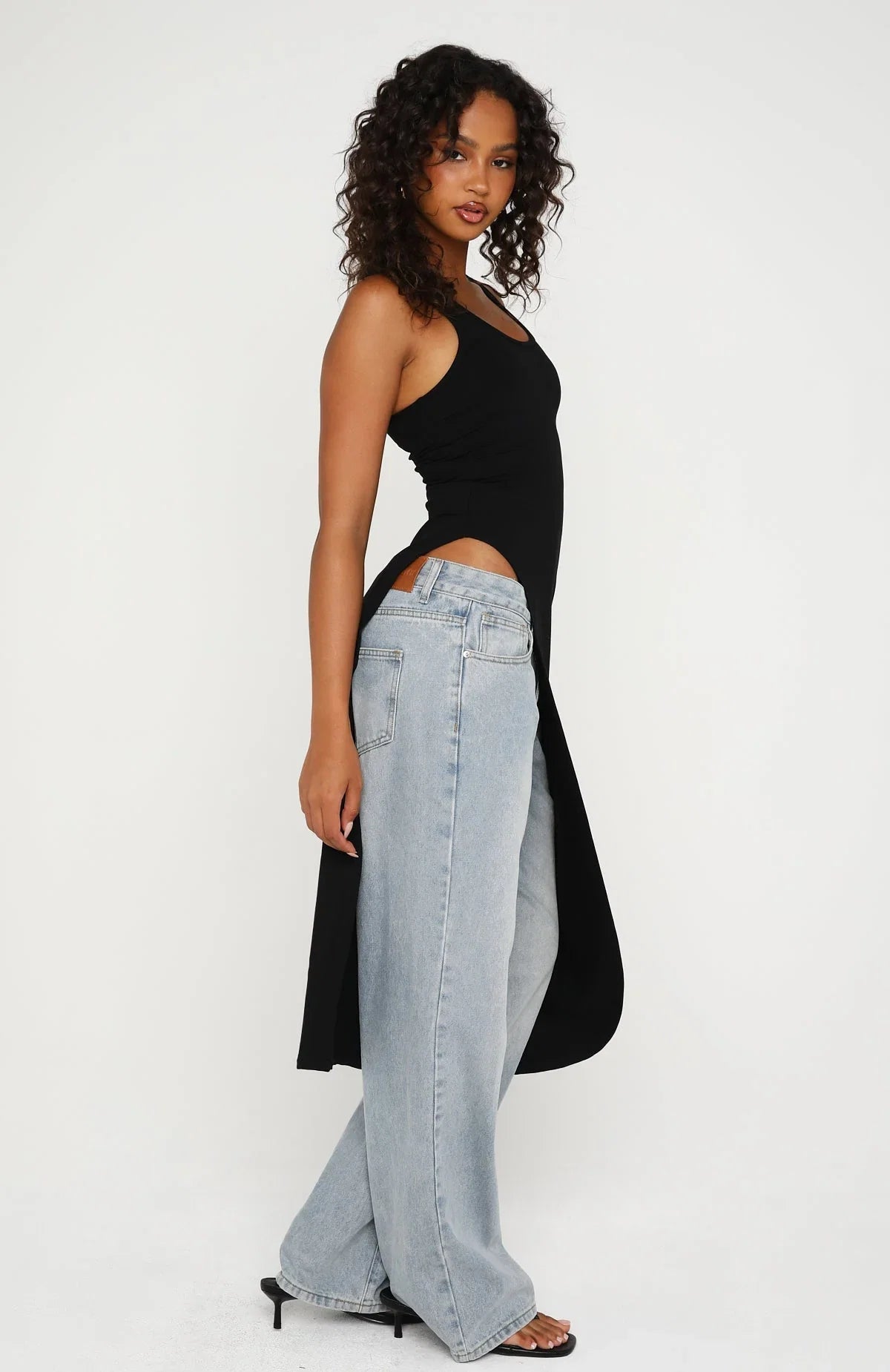 Calm And Collected Longline Top Black