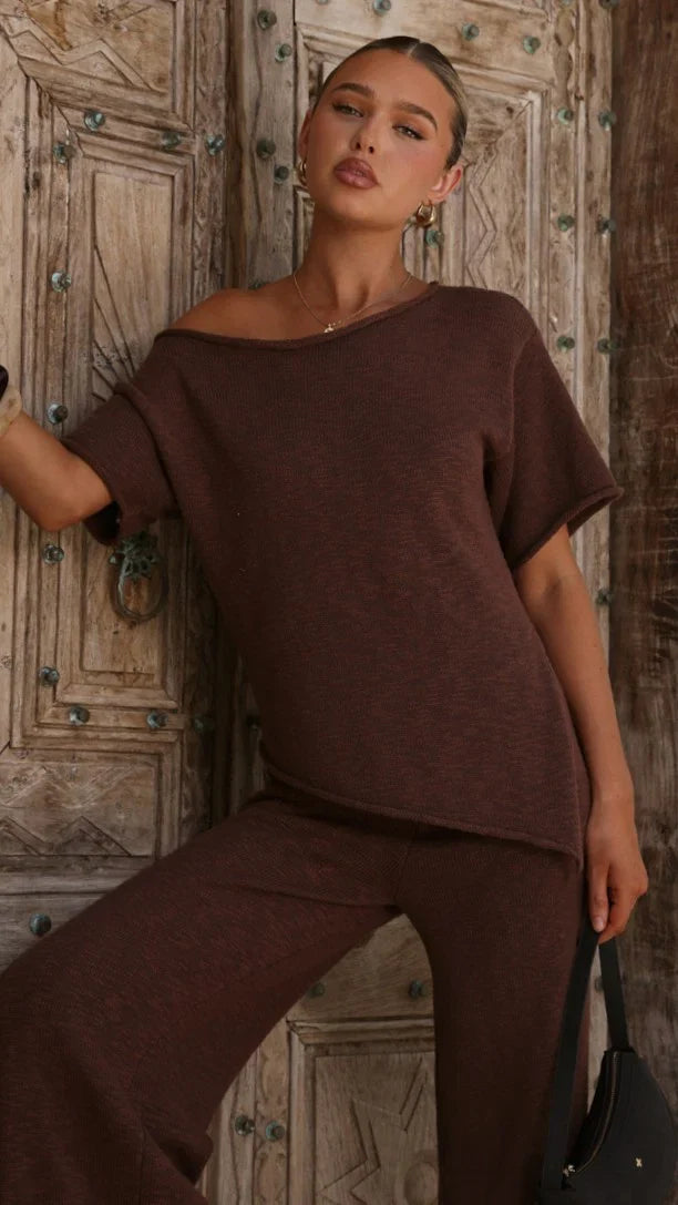 Cascadia Off Shoulder T Shirt Chocolate