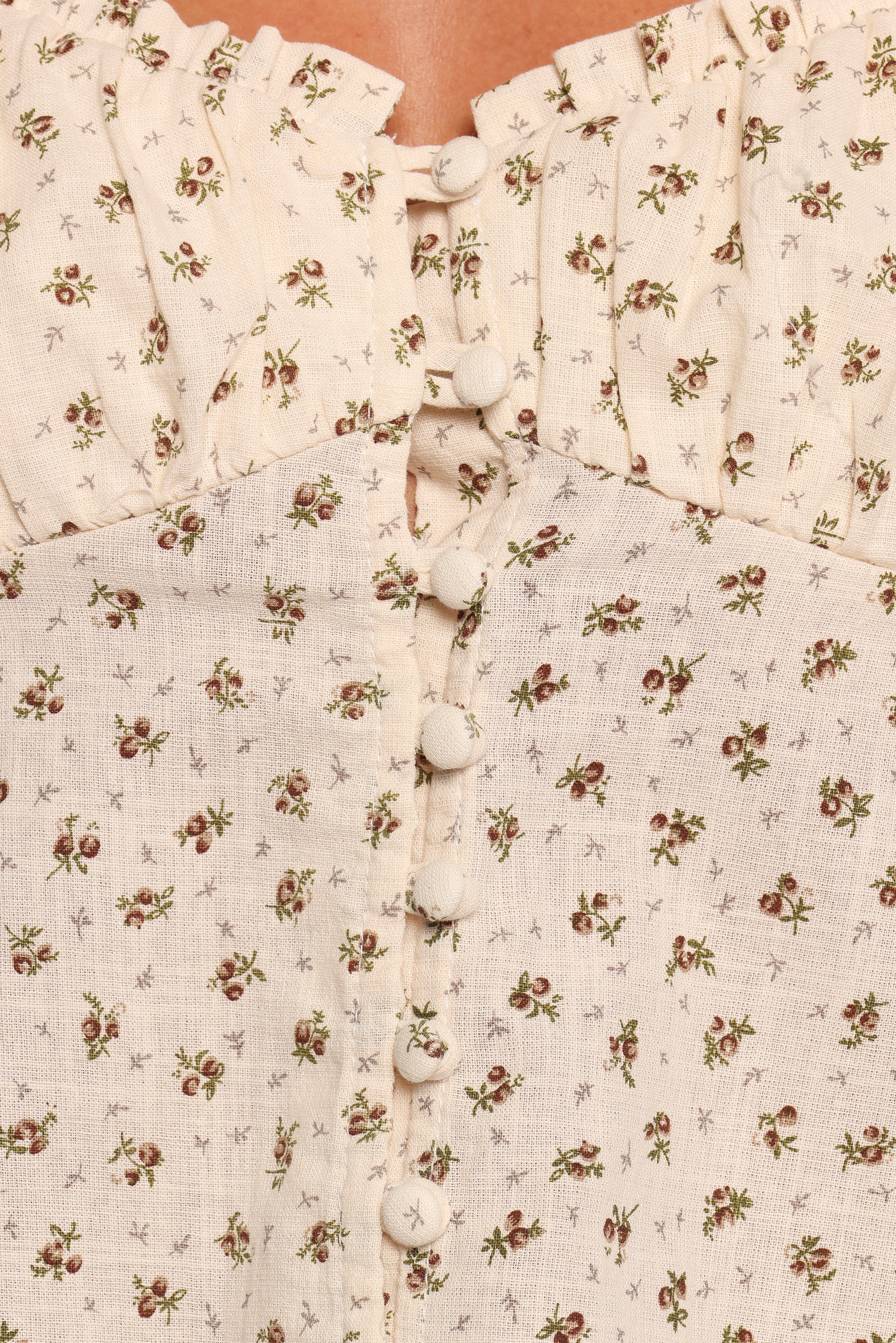 Maud Top Cream Brown Floral