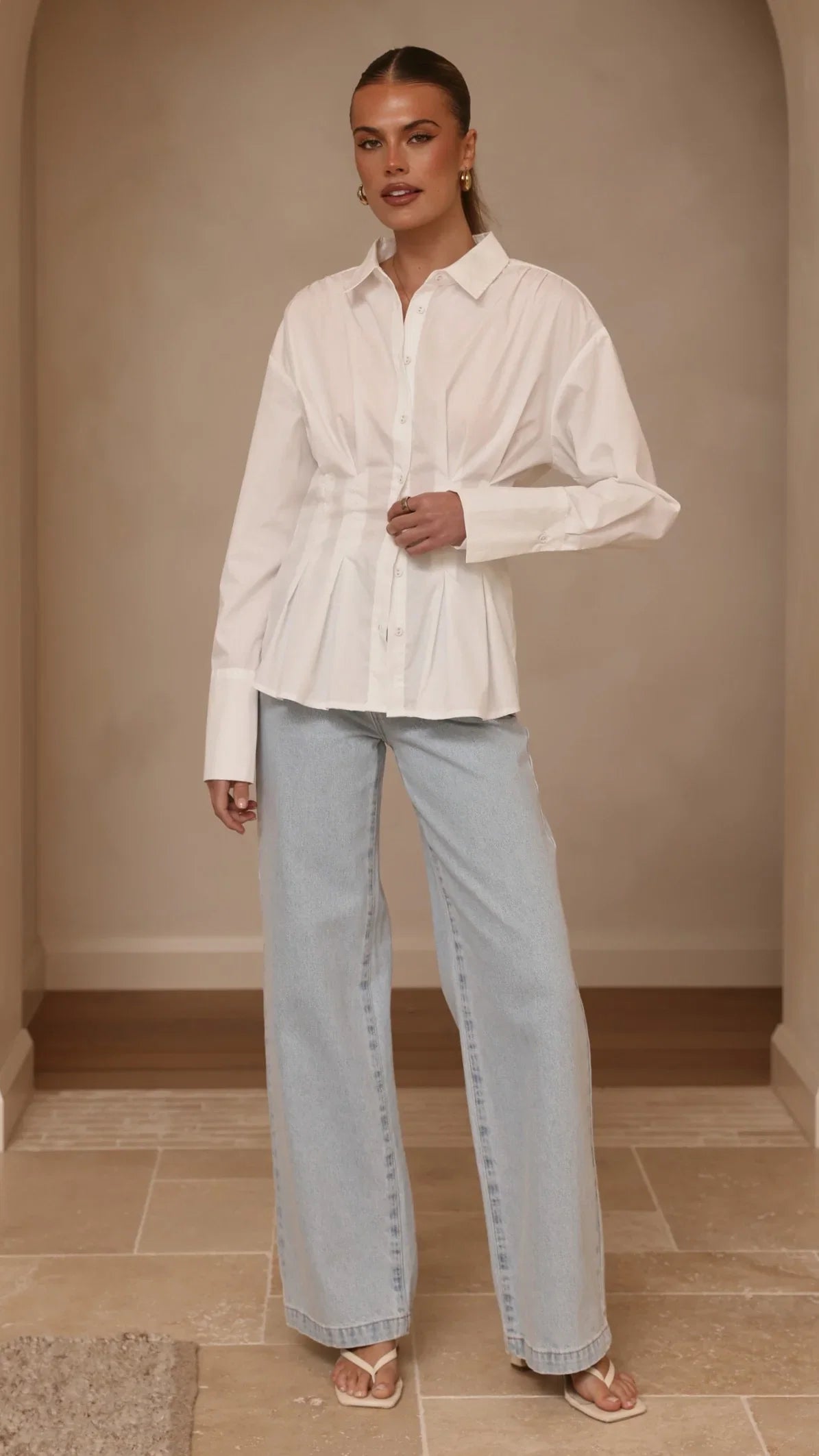 Riley Long Sleeve Top White