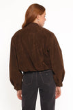 Goldie Faux Suede Bomber Jacket Brown