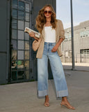 Janey Super Stretch High Rise Wide Leg Cuffed Jeans
