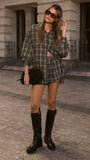 Arli Shorts Black Beige Plaid