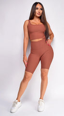 Elise Brown Ribbed Active Set