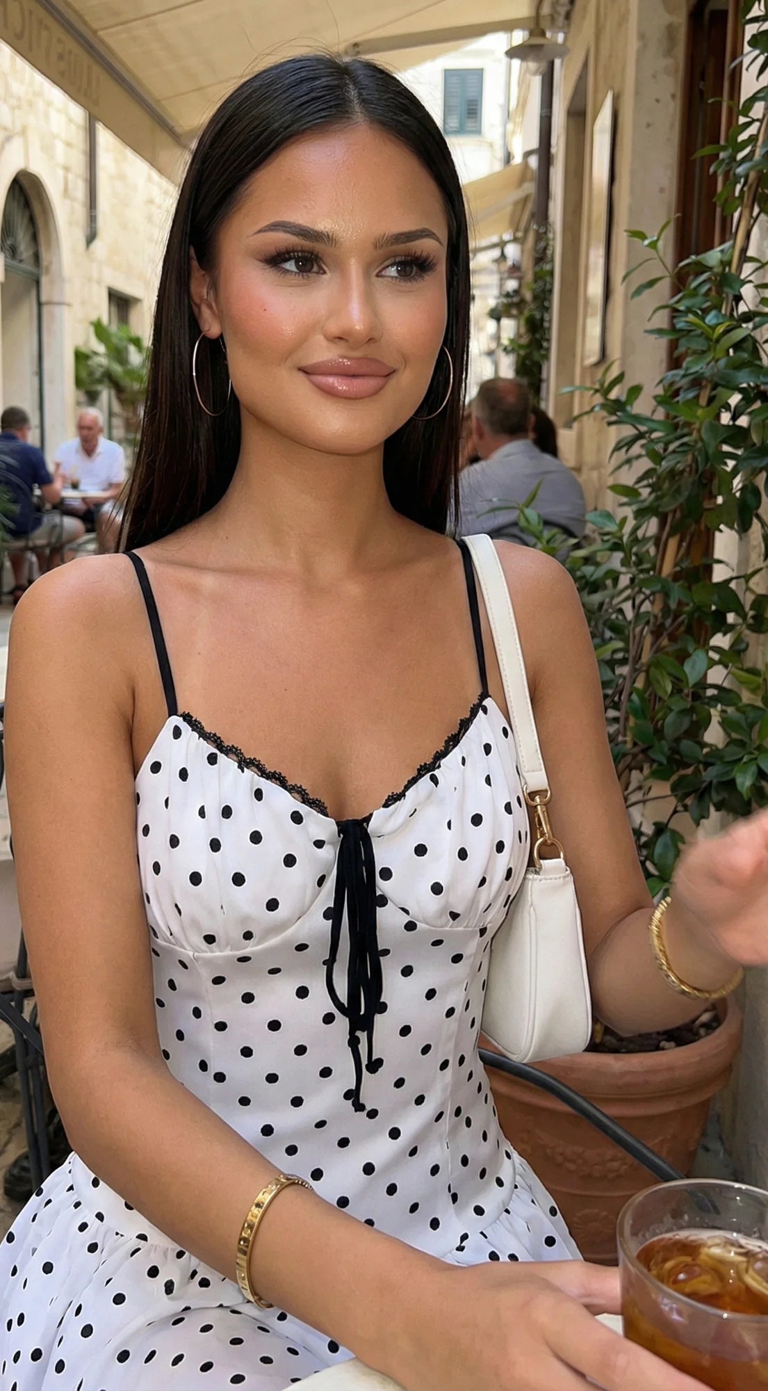 Evelisse Polka Dot Tiered Mini Dress White