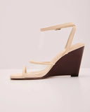 Riviera Darling Vegan Leather Clear Wedge Heels