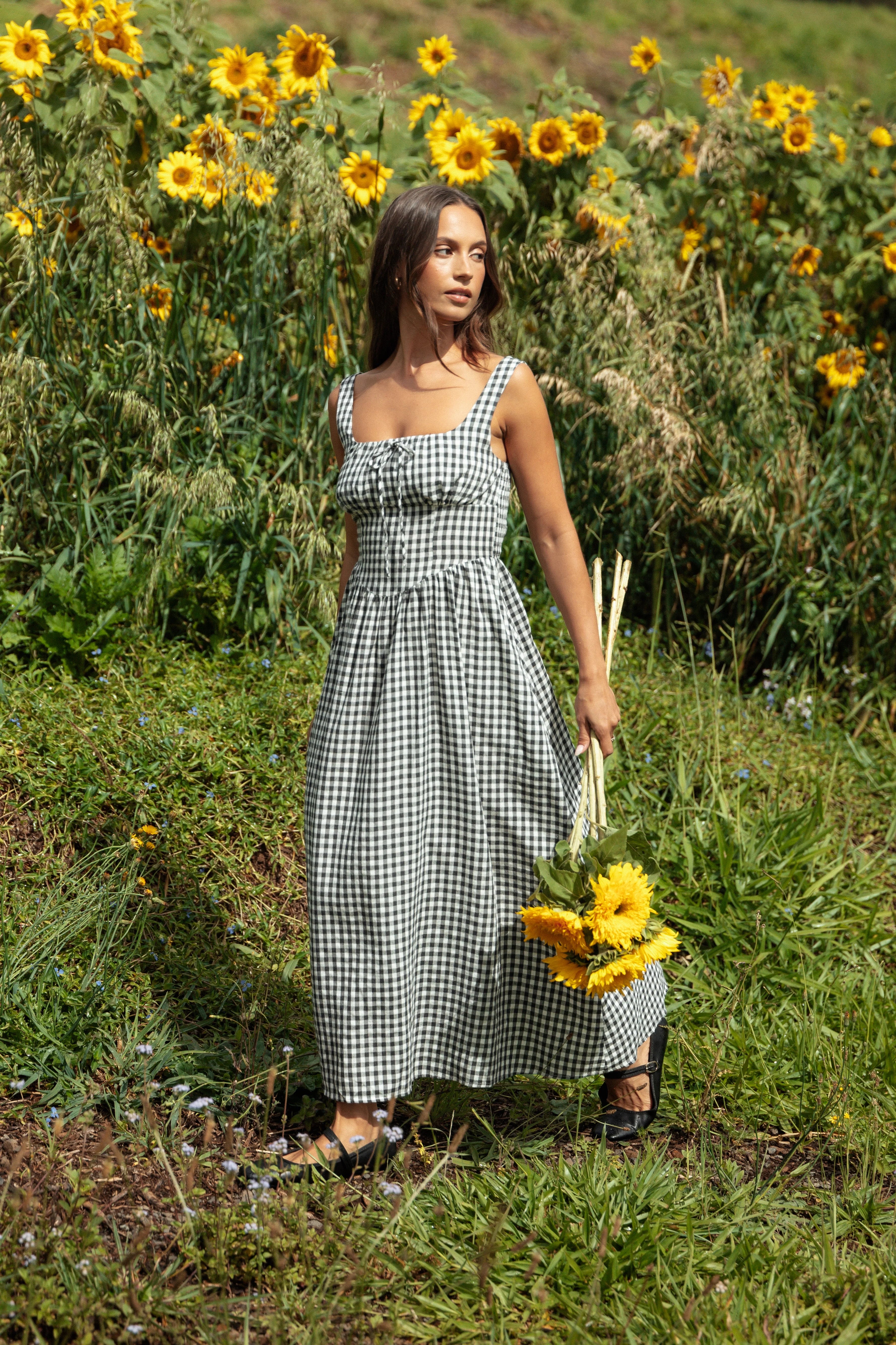 Kinslee Midi Dress Black Gingham