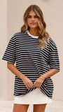 Jeto Oversized Tee Navy White