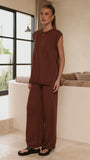 Florentine Knit Vest and Pants Set Chocolate