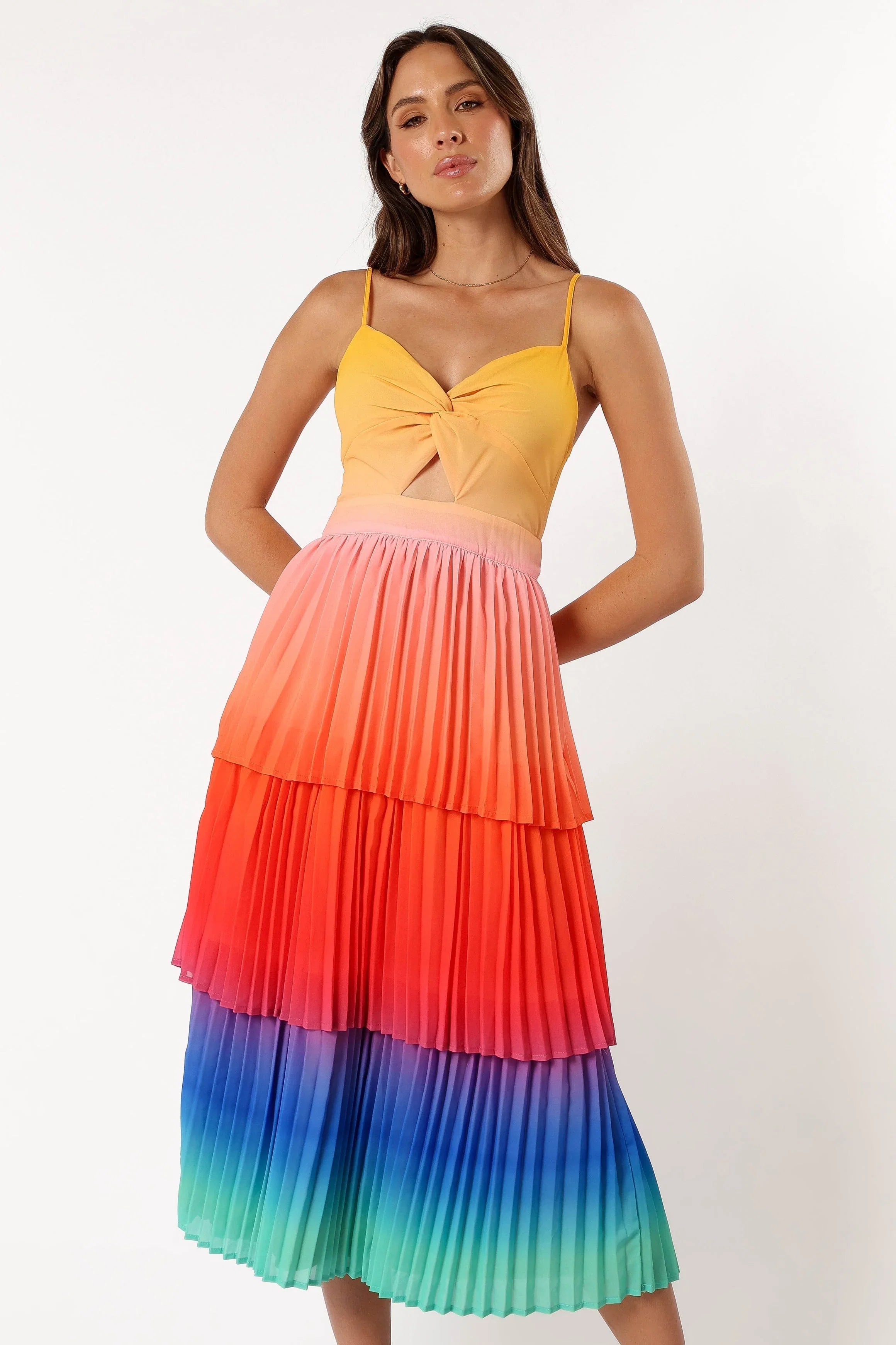 Lanos Tiered Midi Dress Multicoloured
