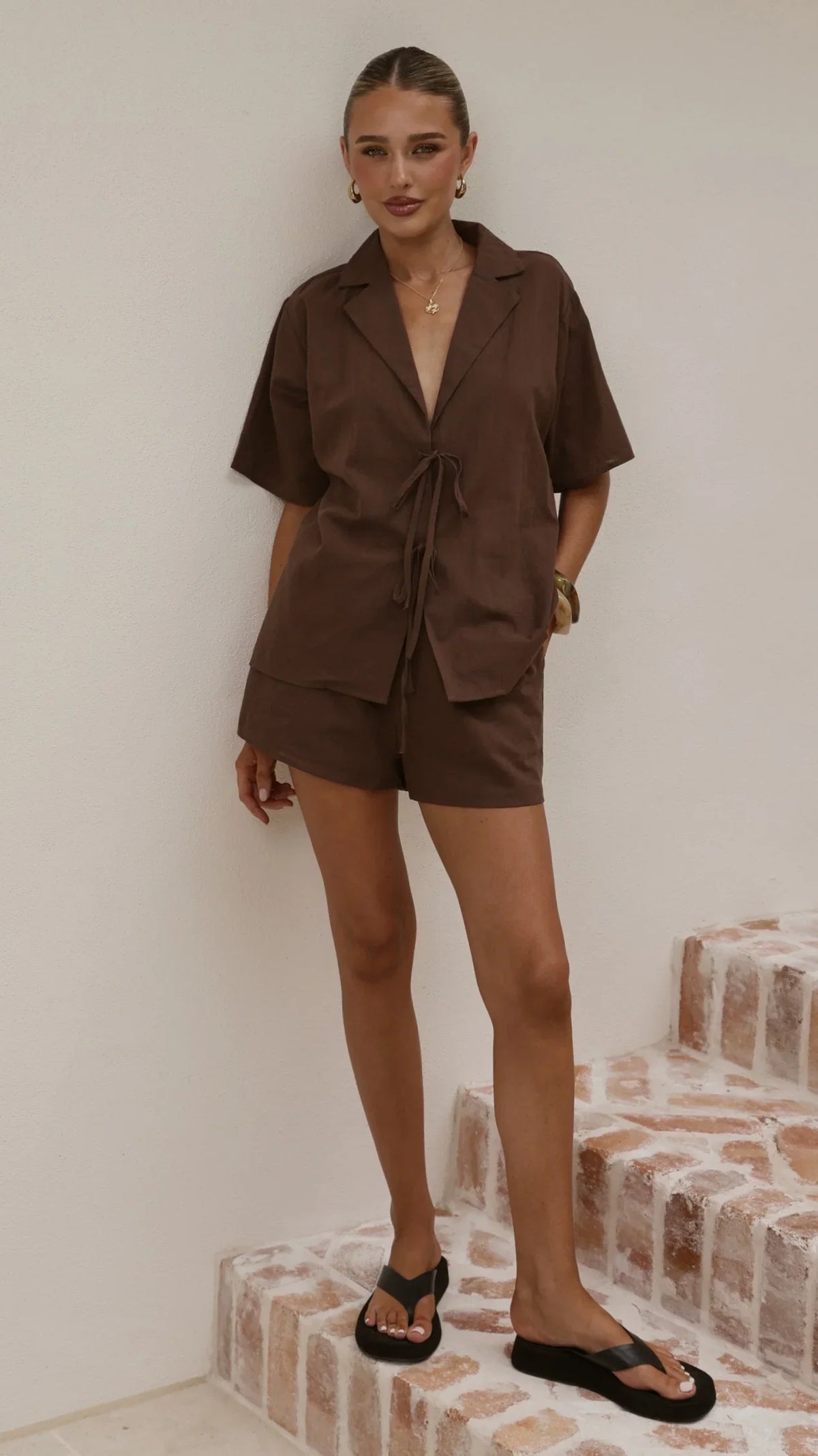 Vesper Top and Shorts Set Chocolate