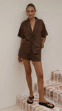Vesper Top and Shorts Set Chocolate