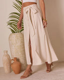 Silken Breeze Waist Tie Midi Skirt