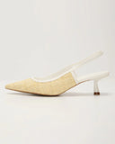 Poised Moment Tweed Slingback Kitten Heels