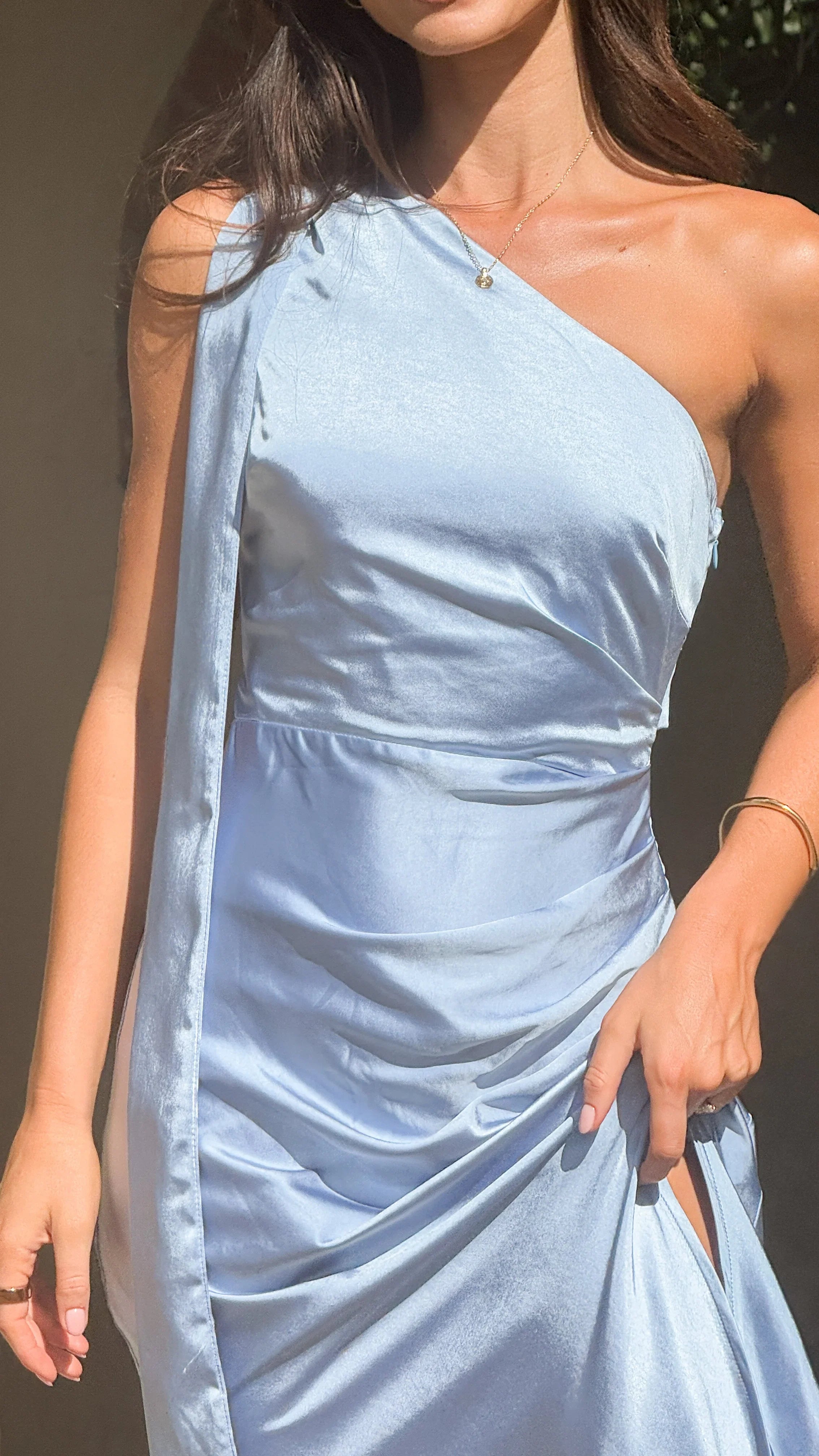 Halle One Shoulder Maxi Dress Blue