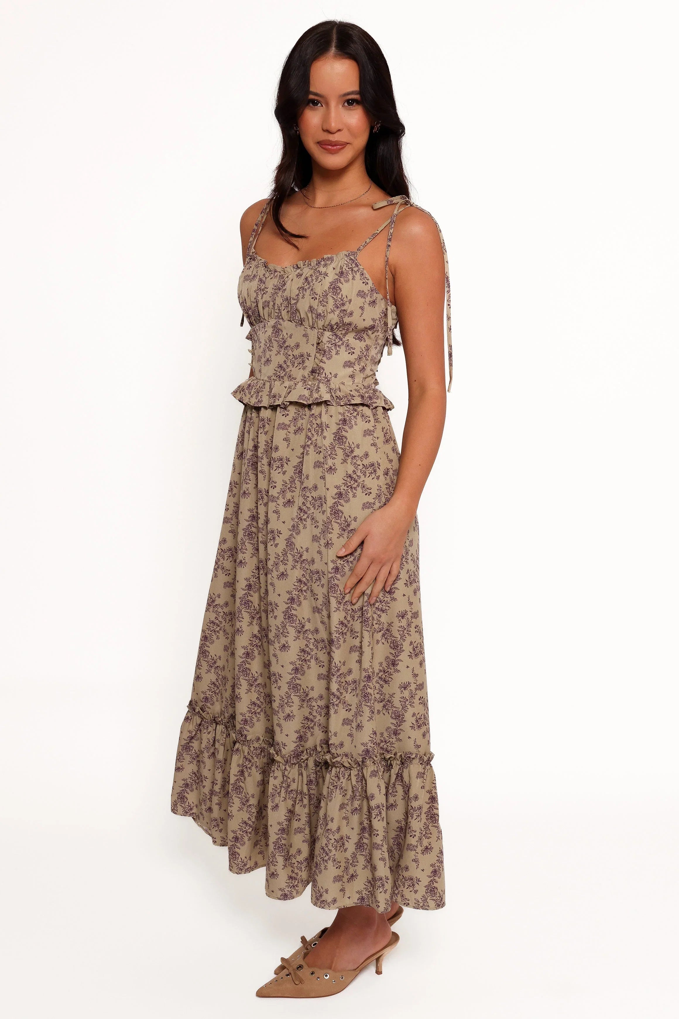 Karie Midi Dress Olive Dark Purple