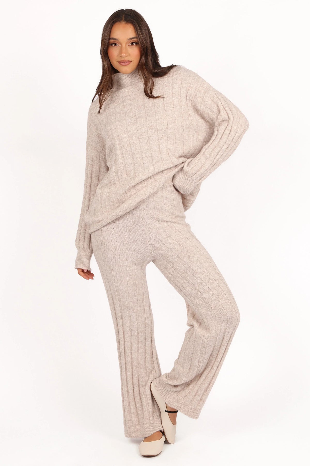 Tahoe Ribbed Knit Set Beige