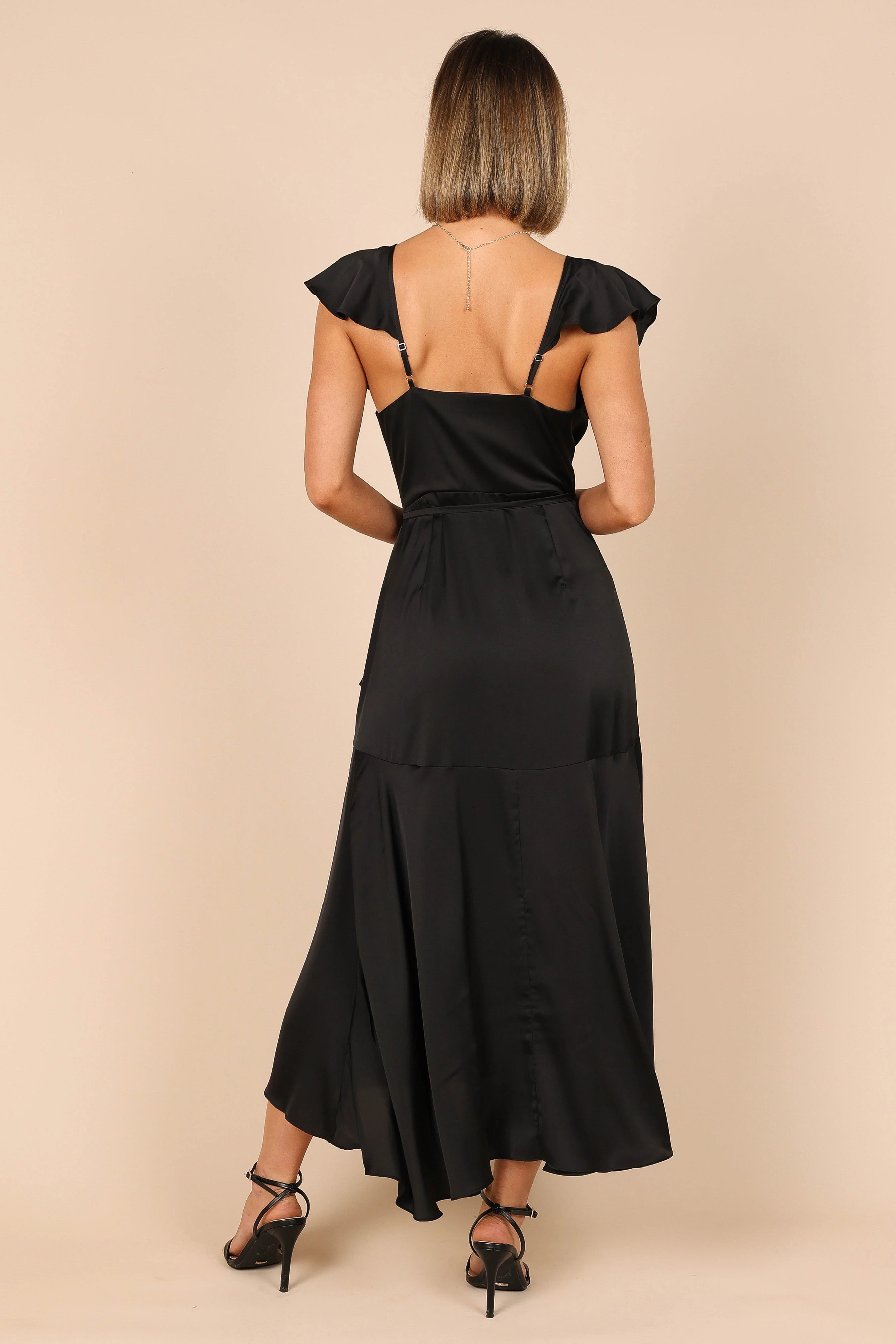 Cally Frill Shoulder Midi Dress Black