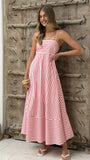Marcel Maxi Dress Red White Stripe