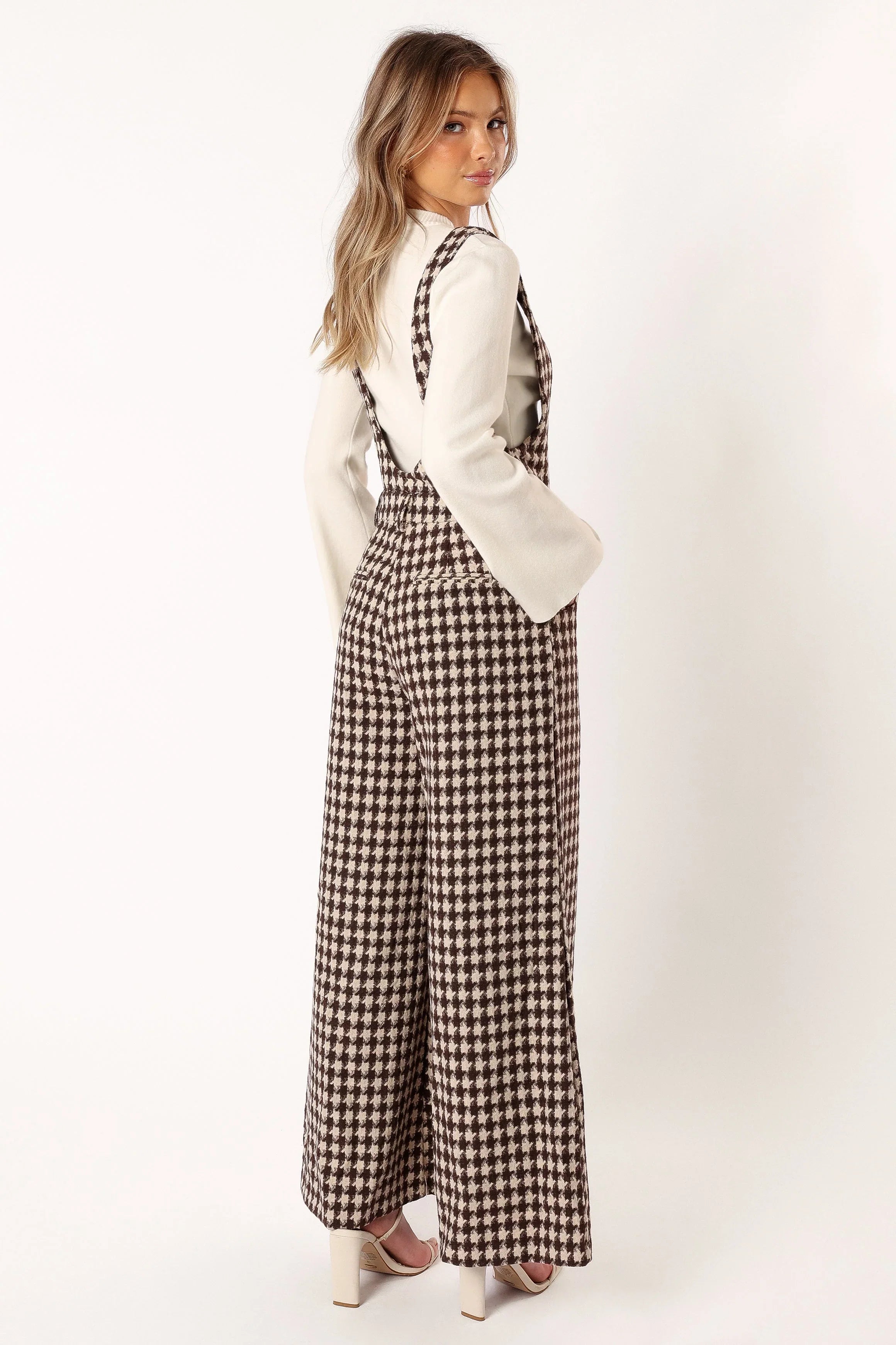 Jackson Jumpsuit Tan Houndstooth