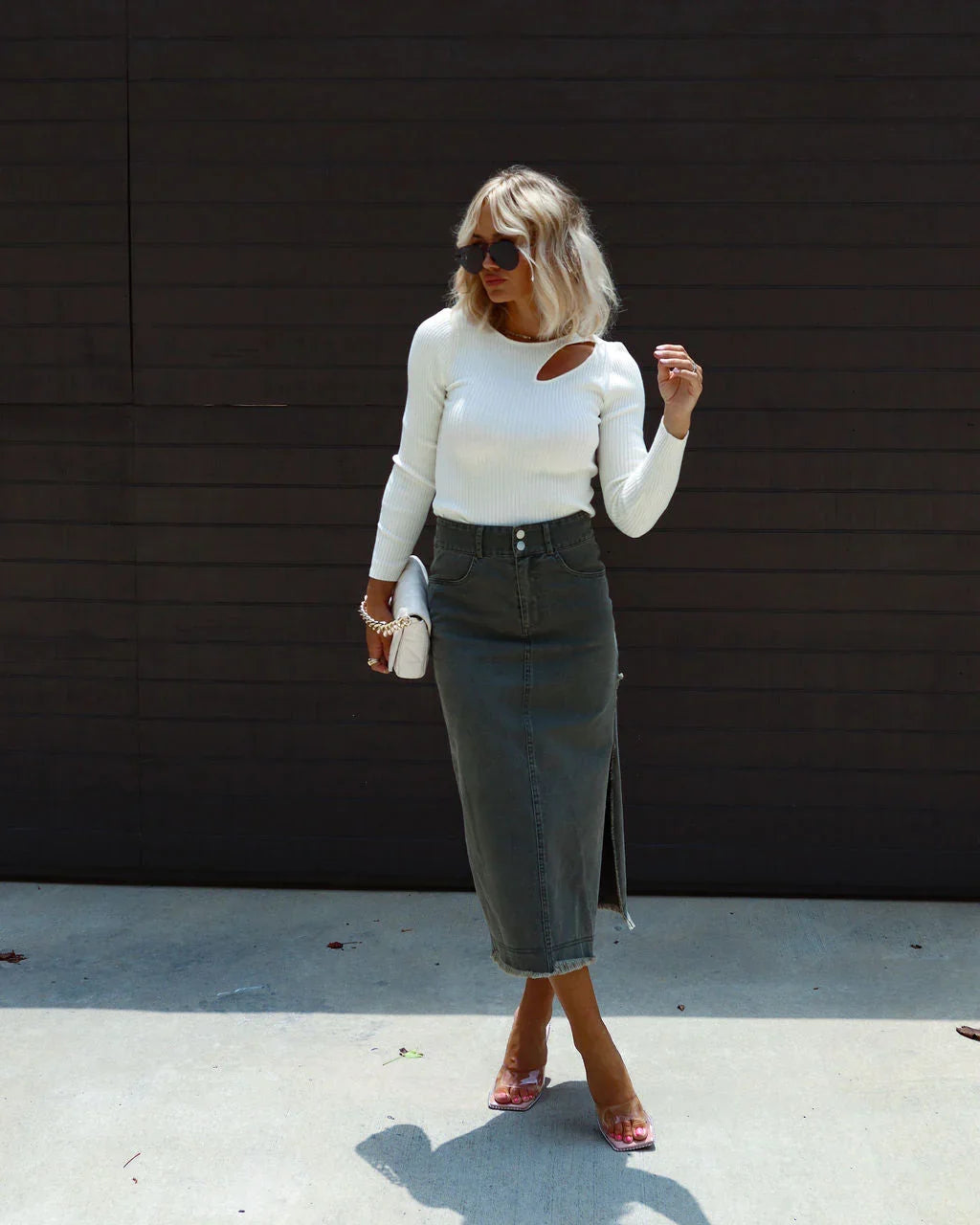 Montclair Cutout Ribbed Knit Sweater Top