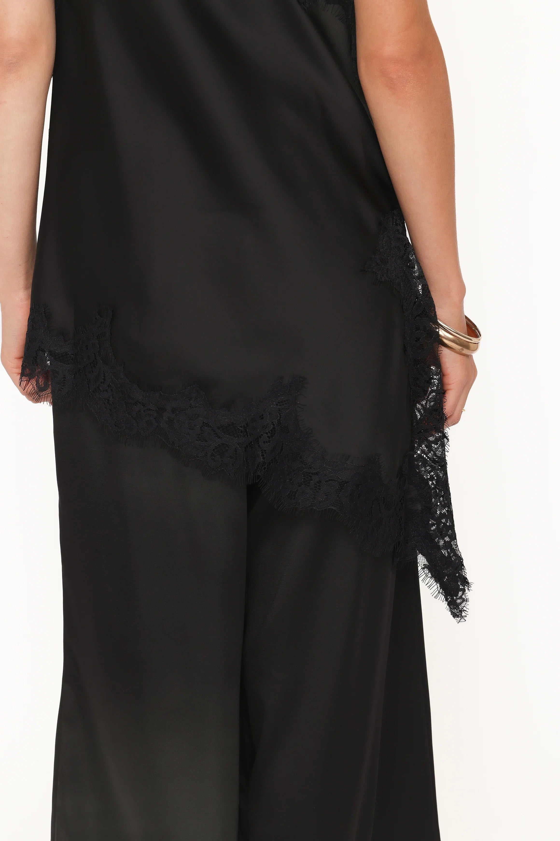 Clara Asymmetrical Lace Top Black