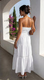 Sunbeam Tiered Lace Strapless Maxi Dress White