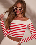 Montez Striped Off The Shoulder Top