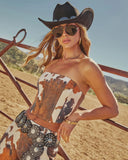 Prairie Rodeo Cow Print Tube Top